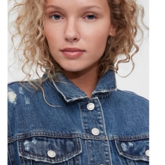 Gap Distressed Denim Dolman Icon Jacket XXL - Picture 4 of 8